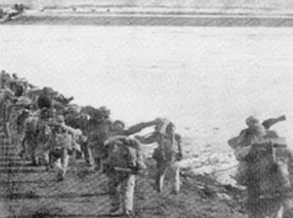 Chinese forces crossing the Yalu River to North Korea